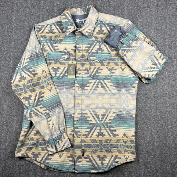 Wrangler Retro Premium Shirt Jacket Mens 2XLT Southwest Aztec Western Pearl Snap - Picture 1 of 11